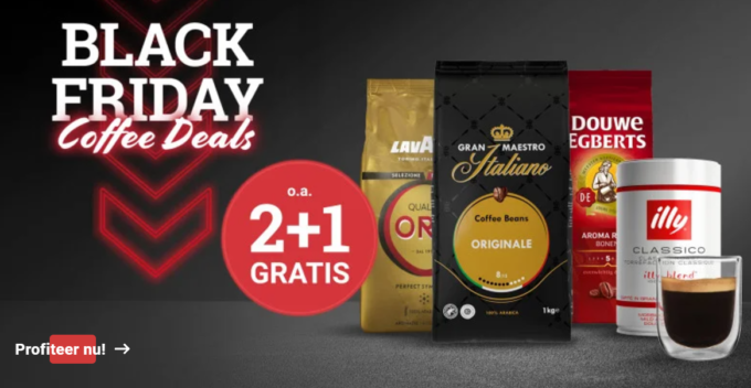 De beste Black Friday-deals bij Koffiemarkt.be: Geniet van 2+1 en 3+1 gratis koffies!