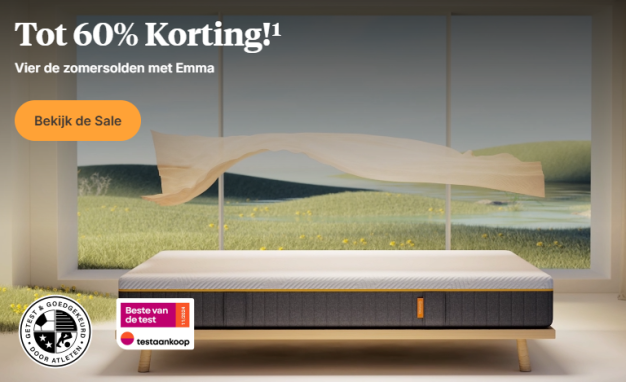 Scoor tot 60% korting tijdens de zomersolden bij Emma Matras
