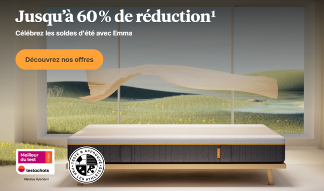 Soldes d’été chez Emma Matelas : jusqu’à 60 % de réduction à ne pas manquer