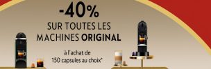 Nespresso: - 40% sur toutes les machines Original